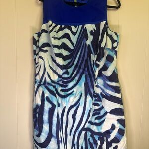 Tahari Navy and White Zebra Print Mini Dress